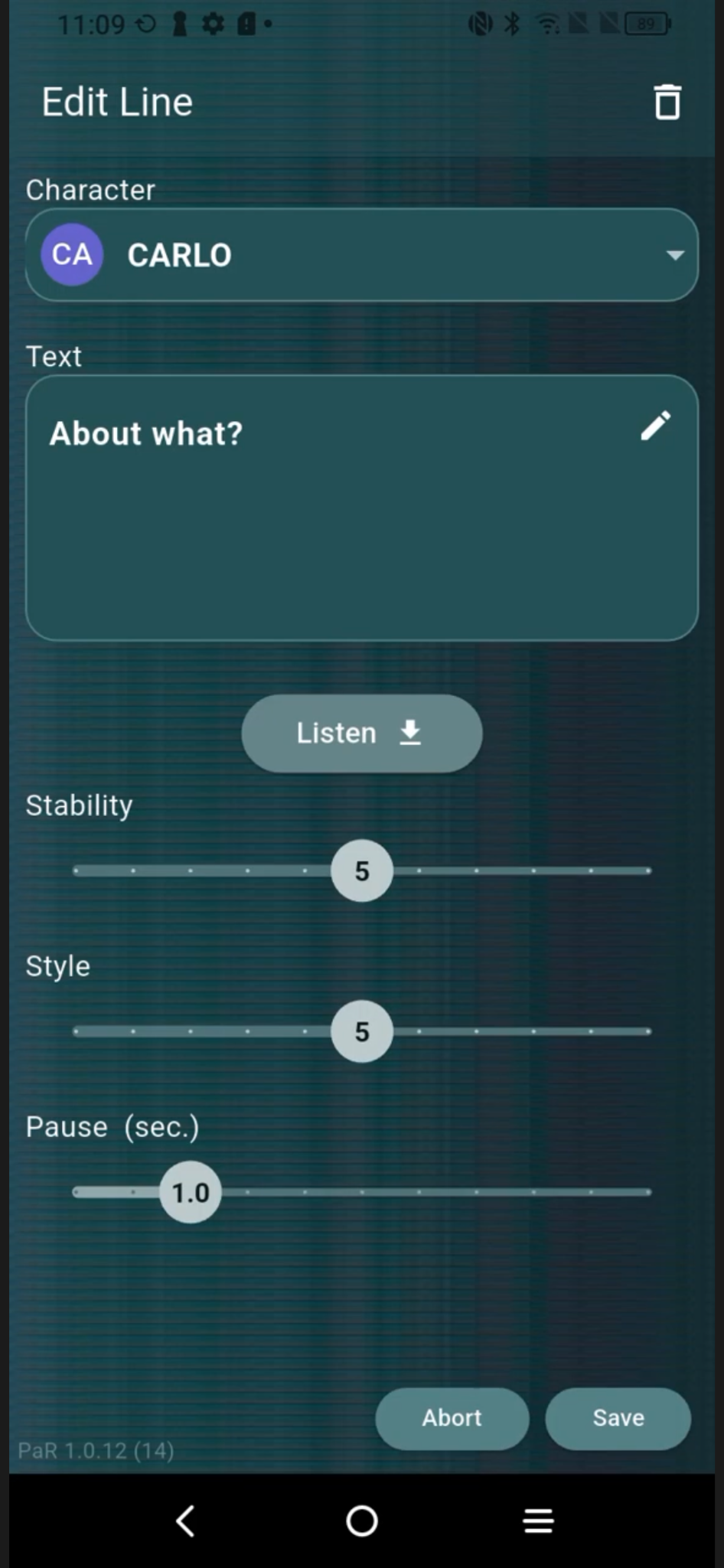 MySelfTape line settings